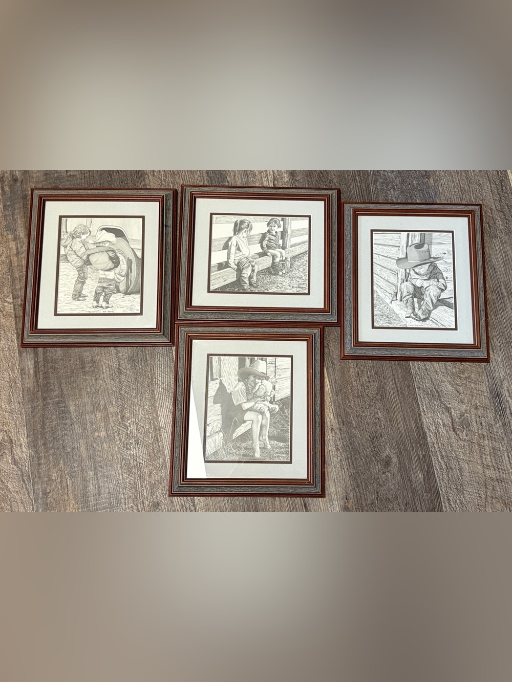 Set of Framed Rustic Farmhouse Prints - Artist Bernie Brown